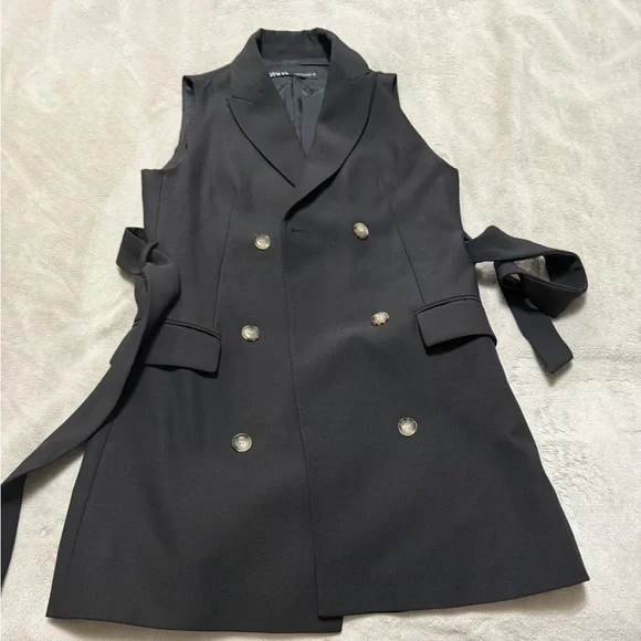 Zara Black Double-Breasted Vest Dress - Picture 4 of 13